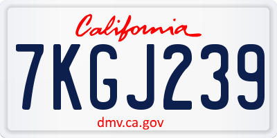 CA license plate 7KGJ239