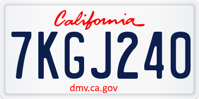 CA license plate 7KGJ240