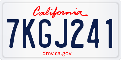 CA license plate 7KGJ241