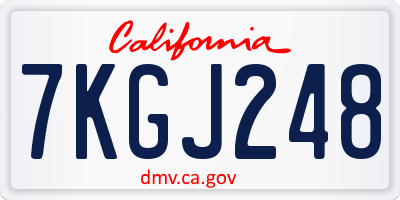 CA license plate 7KGJ248