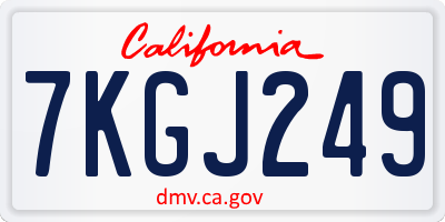 CA license plate 7KGJ249