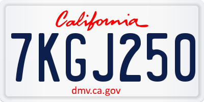 CA license plate 7KGJ250