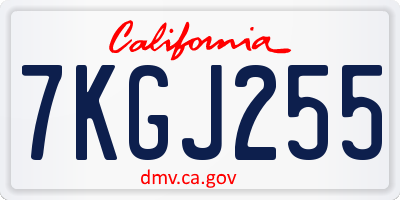 CA license plate 7KGJ255