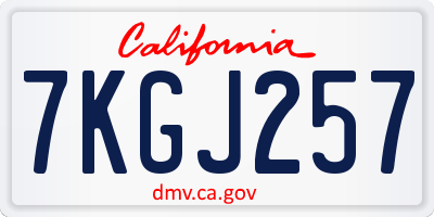 CA license plate 7KGJ257