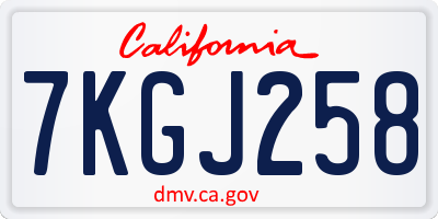 CA license plate 7KGJ258