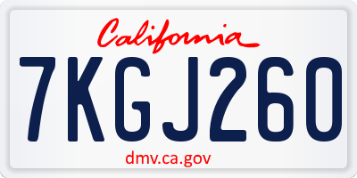 CA license plate 7KGJ260