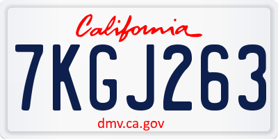 CA license plate 7KGJ263