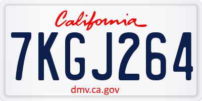 CA license plate 7KGJ264