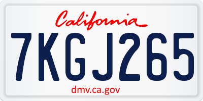 CA license plate 7KGJ265