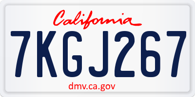 CA license plate 7KGJ267