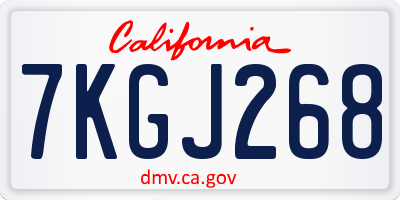 CA license plate 7KGJ268
