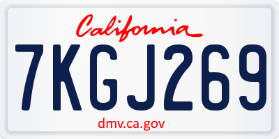 CA license plate 7KGJ269