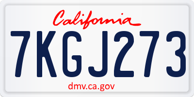 CA license plate 7KGJ273