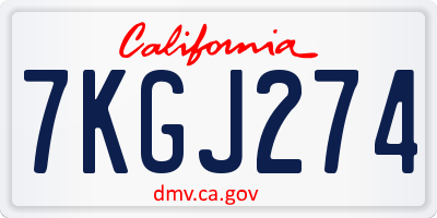 CA license plate 7KGJ274