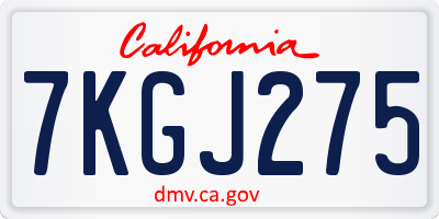 CA license plate 7KGJ275