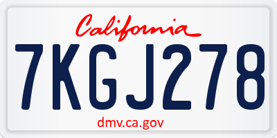 CA license plate 7KGJ278