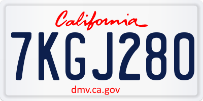 CA license plate 7KGJ280