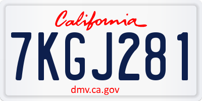 CA license plate 7KGJ281