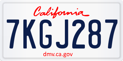 CA license plate 7KGJ287
