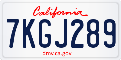 CA license plate 7KGJ289