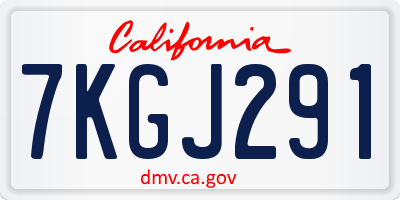 CA license plate 7KGJ291