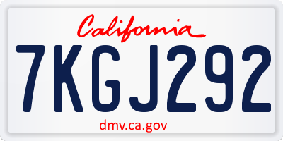 CA license plate 7KGJ292