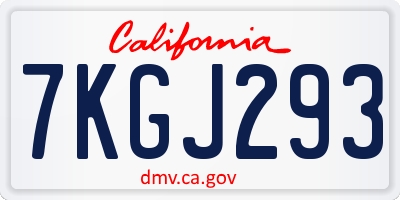 CA license plate 7KGJ293
