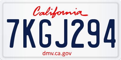 CA license plate 7KGJ294