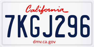 CA license plate 7KGJ296