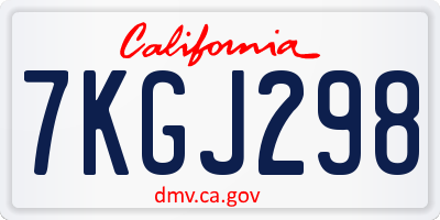 CA license plate 7KGJ298