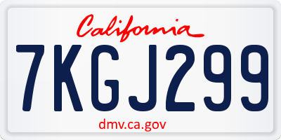 CA license plate 7KGJ299