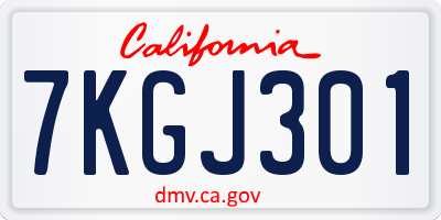 CA license plate 7KGJ301