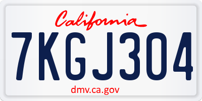 CA license plate 7KGJ304