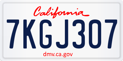 CA license plate 7KGJ307