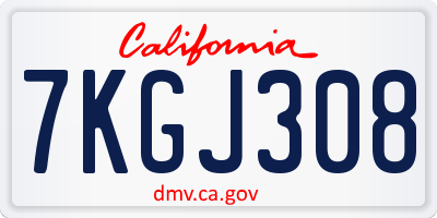 CA license plate 7KGJ308