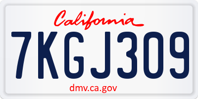 CA license plate 7KGJ309