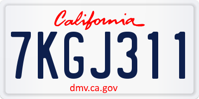 CA license plate 7KGJ311