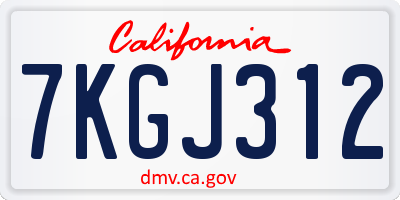CA license plate 7KGJ312