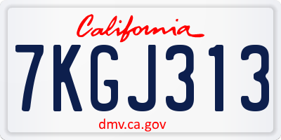 CA license plate 7KGJ313