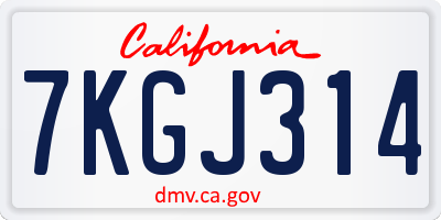 CA license plate 7KGJ314