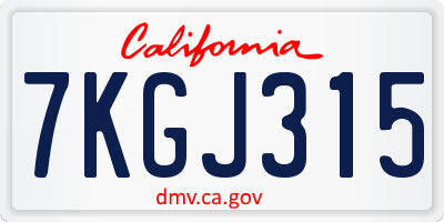 CA license plate 7KGJ315