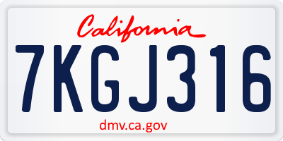 CA license plate 7KGJ316