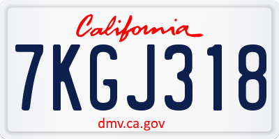 CA license plate 7KGJ318