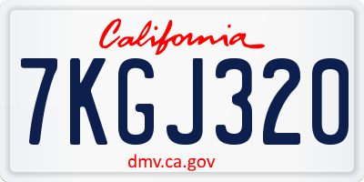 CA license plate 7KGJ320