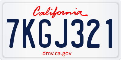 CA license plate 7KGJ321
