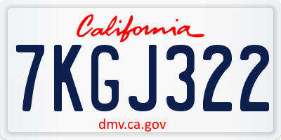 CA license plate 7KGJ322