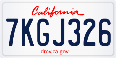 CA license plate 7KGJ326