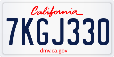 CA license plate 7KGJ330