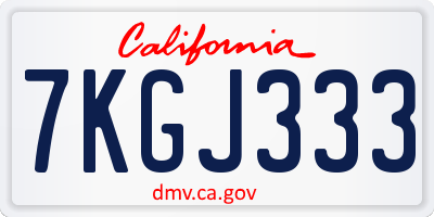 CA license plate 7KGJ333