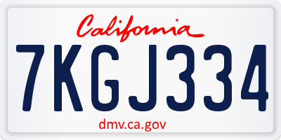 CA license plate 7KGJ334